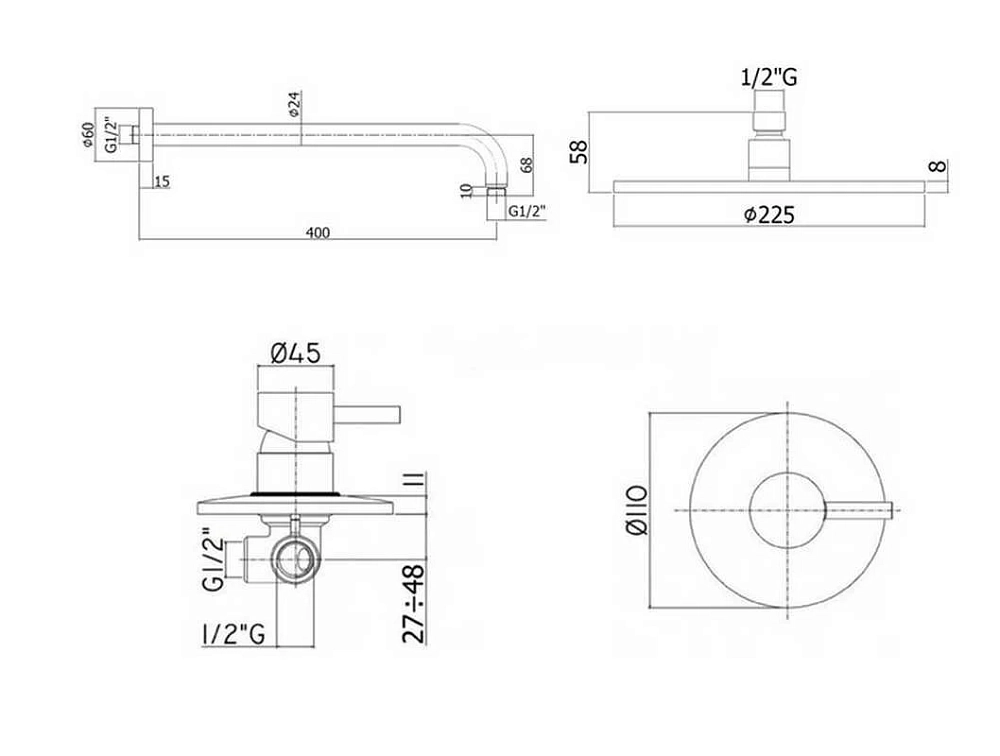 Душевая система Paffoni KIT LIG KITLIG011BO белый