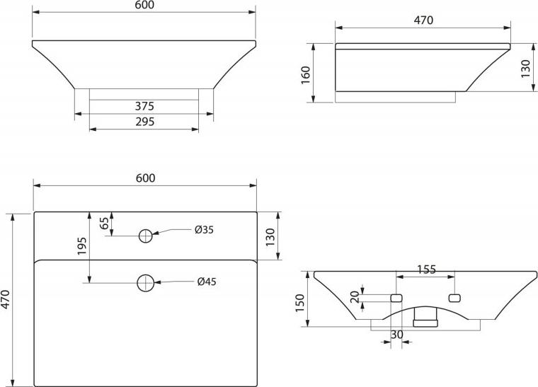 Раковина 60 см BelBagno Regina BB104L