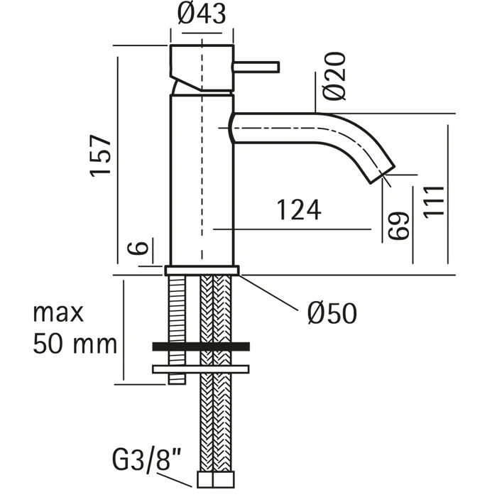 Смеситель для раковины Cisal Xion XI000544D1 серый