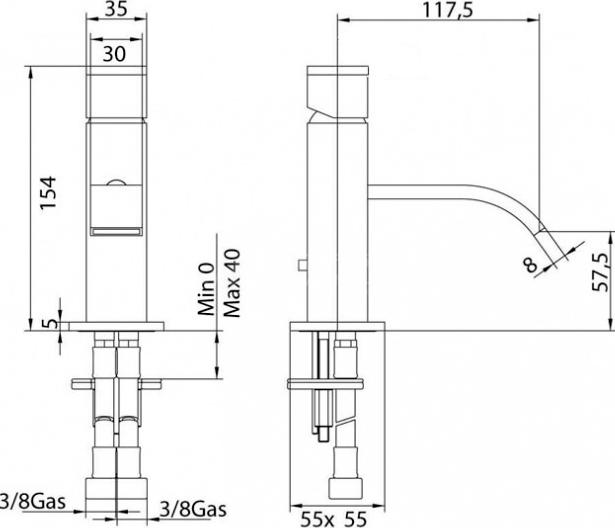 Смеситель Bandini Ice Cube 2 750.120/04 Cr для раковины