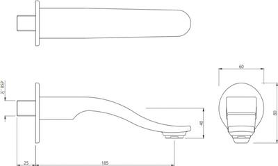 Излив для ванны Artize Tiaara SPT-CHR-73429 хром