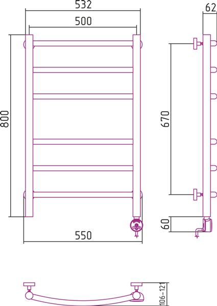 Полотенцесушитель электрический Сунержа Галант 80x50 R