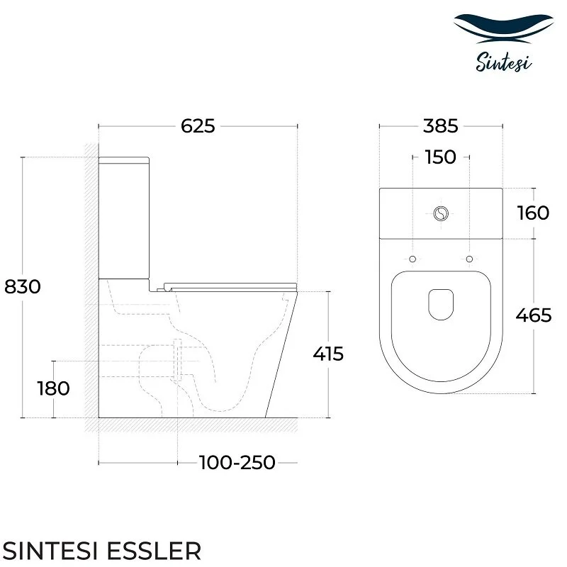 Унитаз-компакт Sintesi Essler SIN-TP-SLR-281/SIN-SRB-30, крышка микролифт, белый (отсутствует упаковка)