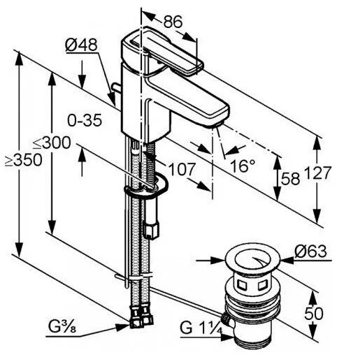 Смеситель для раковины Kludi Q-Beo 501290575 хром