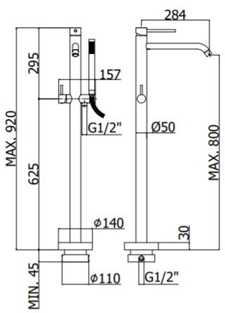 Смеситель для ванны Paffoni Light LIG032ST сталь