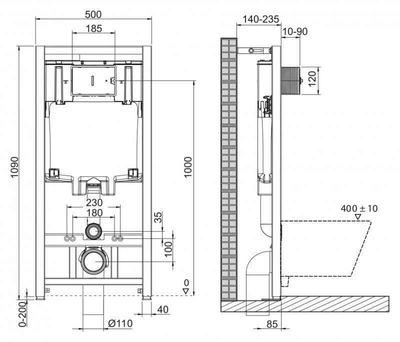 Инсталляция BelBagno с унитазом Cezares Stylus-tor CZR-6601-TH-TOR, сиденье микролифт, клавиша белая, комплект