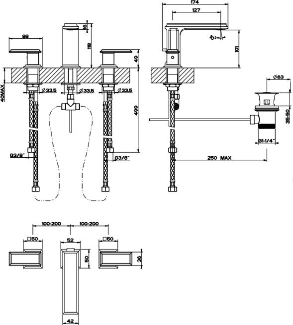 Смеситель для раковины Gessi Eleganza 46012#087, шлифованное золото