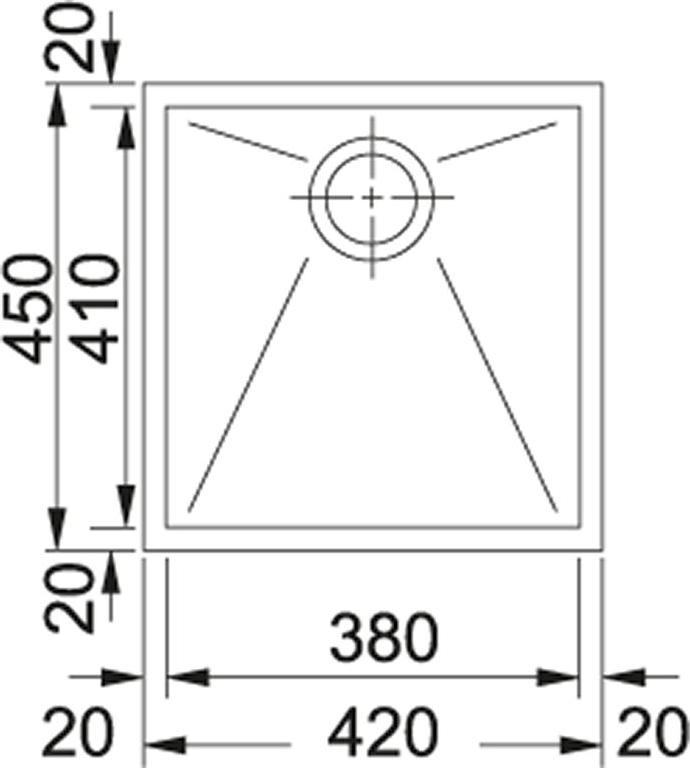 Кухонная мойка 42 см Franke Planar PPX 110-38 3,5" 122.0203.472, нержавеющая сталь