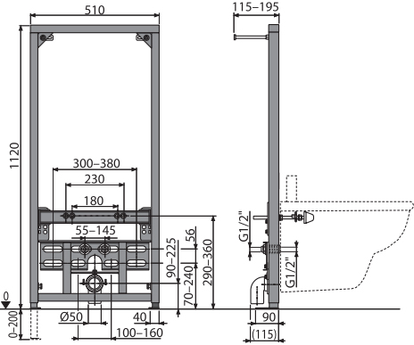 Комплект Биде STWORKI Ноттвиль K3106-2605 + Инсталляция AlcaPlast A105 /1120