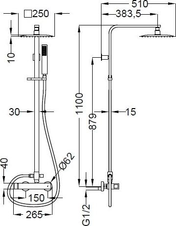 Душевая стойка Cezares MOLVENO-CD-T-01-Cr, хром