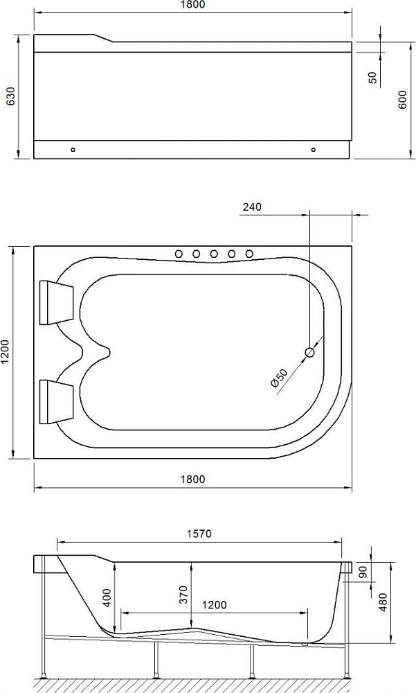 Акриловая ванна Royal Bath Norway Comfort 180х120 см RB331100CM-L с гидромассажем