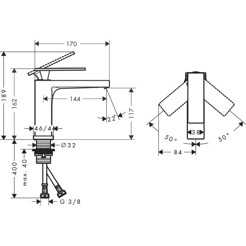 Смеситель для раковины Hansgrohe Tecturis E 73011140 бронза