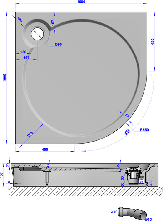 Поддон для душа GuteWetter Deluxe 100x100x16 R терракот