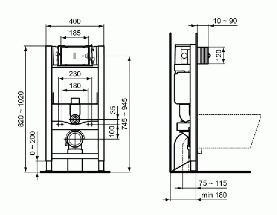 Инсталляция Ideal Standard Prosys R009167 150 M для подвесного унитаза