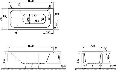 Акриловая ванна VitrA Optimum Neo 150x70 64560001000