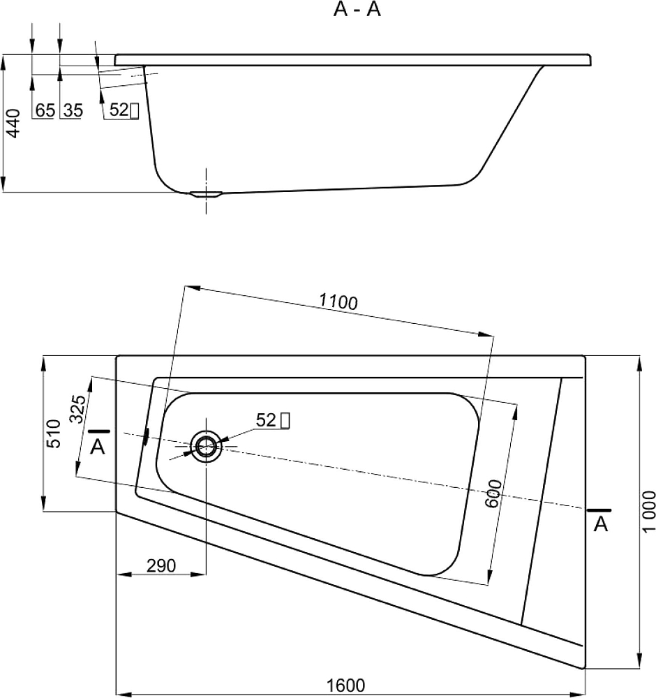 Акриловая ванна Sturm Itel 160x100 L