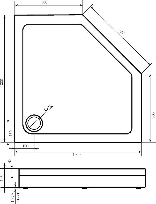 Душевой поддон Bas Пента 100x100 ПН00063, белый