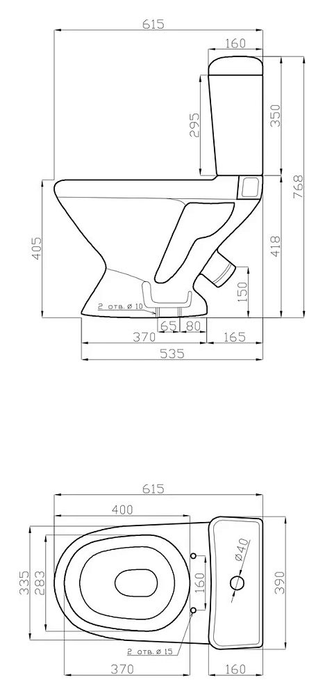 Напольный унитаз Della Enkel Super Plus 45 крышка стандарт