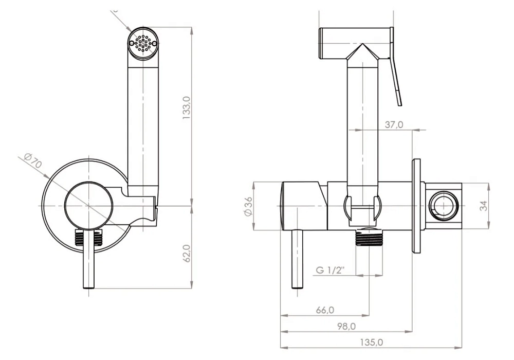 Душ гигиенический Teska Pulito BTK6801