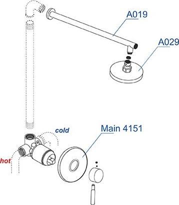 Встраиваемый комплект для душа WasserKRAFT Main A12429, хром