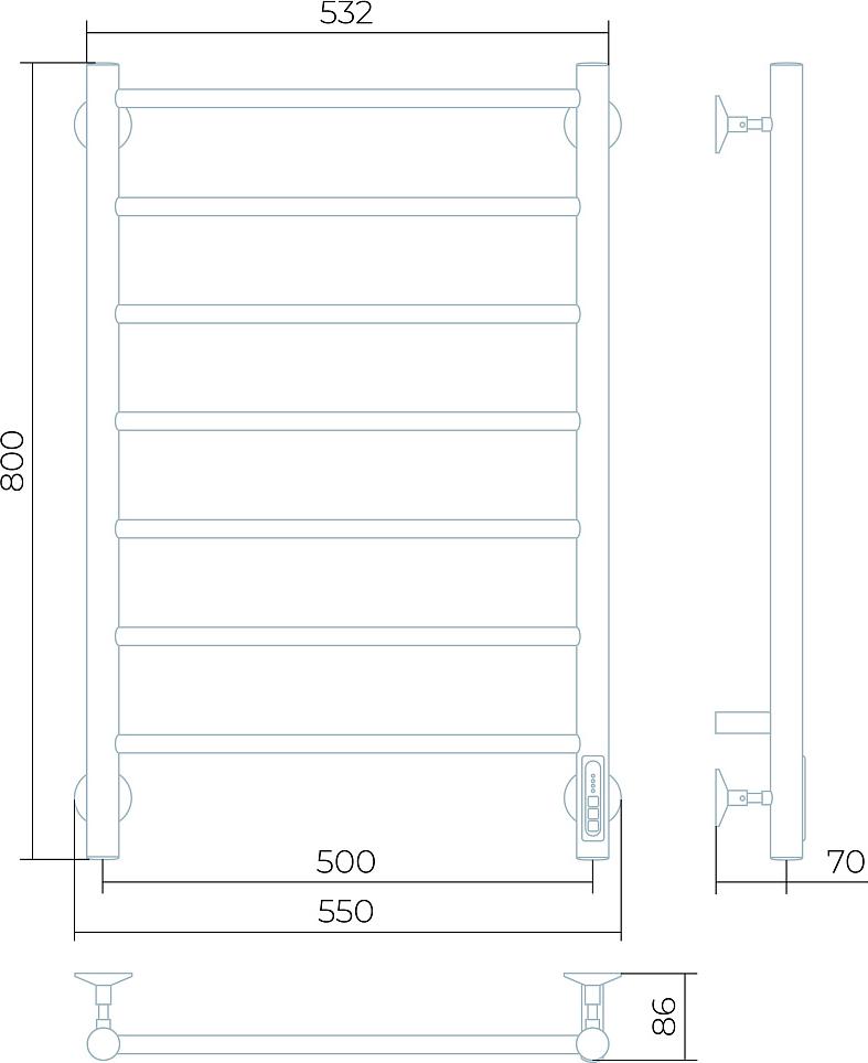 Полотенцесушитель электрический Larusso Джаз П7 50x80 4670078536365, хром