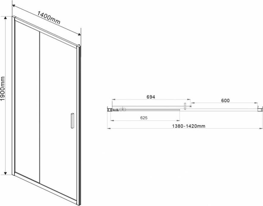 Душевая дверь Vincea Garda VDS-1G140CLB, стекло прозрачное, черный