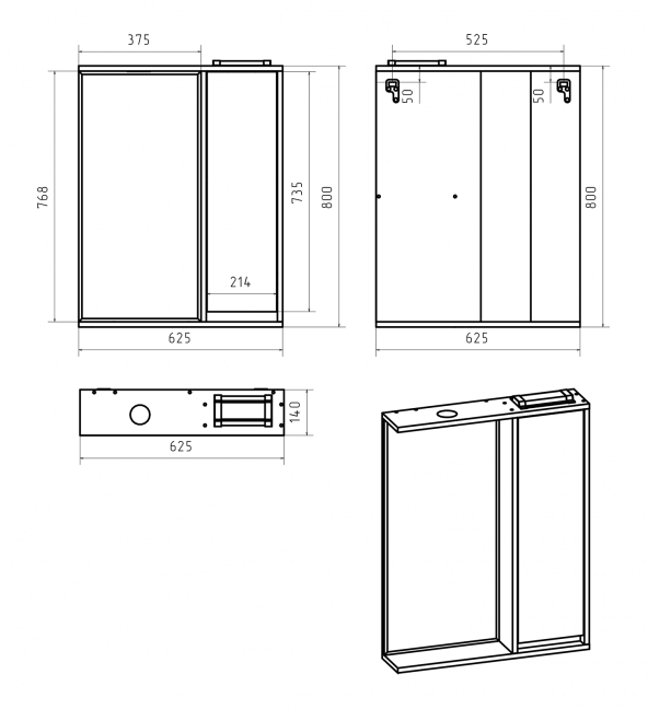 Зеркальный шкаф Brevita Balaton 65 R BAL-04065-01-01П