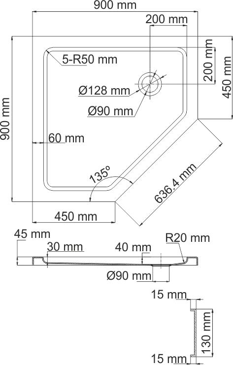 Поддон для душа Wasserkraft Isen 26T11 90 см