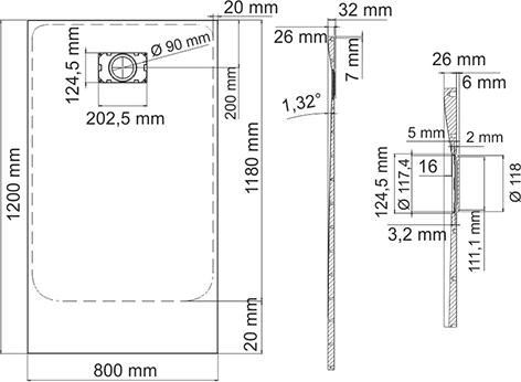 Поддон для душа Wasserkraft Main 41T06 120 см