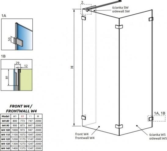 Душевая перегородка 90 см Radaway Euphoria Walk-in V W1 383111-01-01 стекло прозрачное