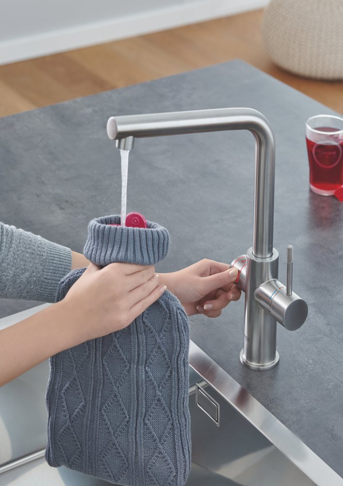 Смеситель Grohe Red II Duo 30325DC1 для кухонной мойки с водонагревателем суперсталь