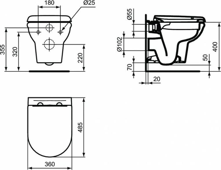 Унитаз подвесной Ideal Standard Exacto Rimless R002601 безободковый, с сиденьем микролифт, белый