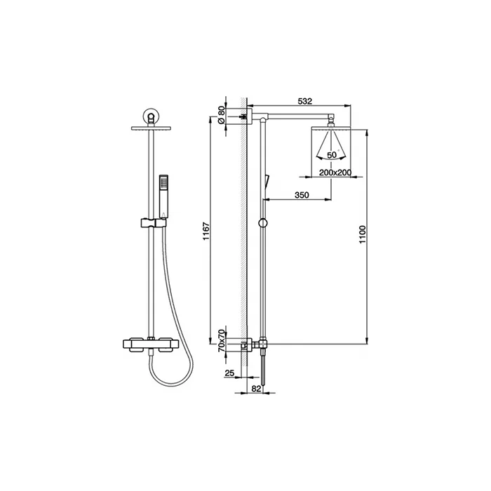 Душевая система Cisal Cubic CUC7803021 хром