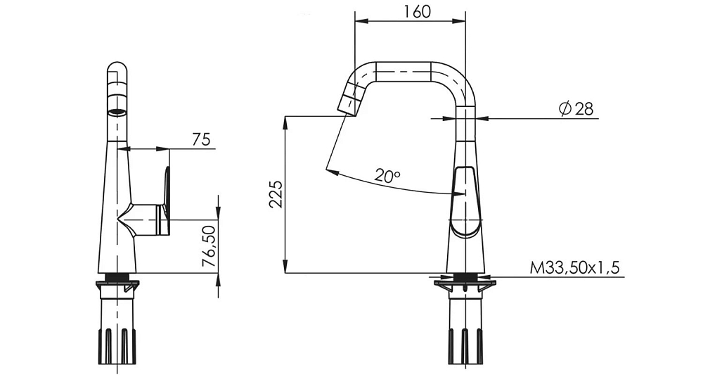 Смеситель для кухни Teska Teco E4208 черный