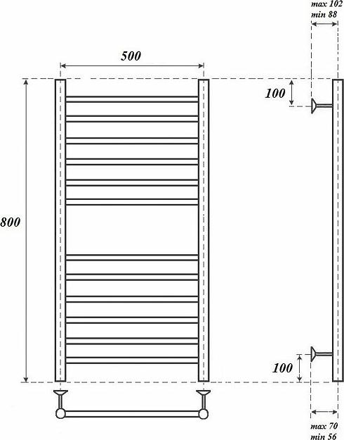 Полотенцесушитель водяной Point PN10158S П12 500x800, хром