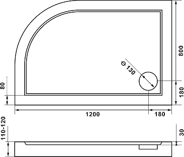 Поддон для душа Good Door Калипсо L 120x80