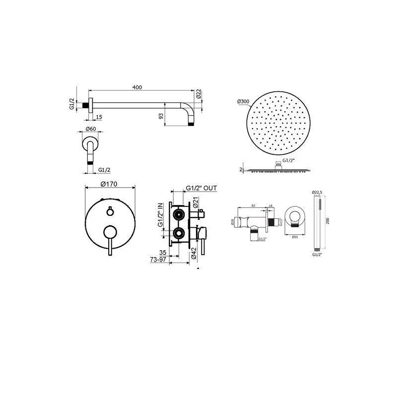 Душевая система Plumberia Selection Ixo KITXO18CRKING хром