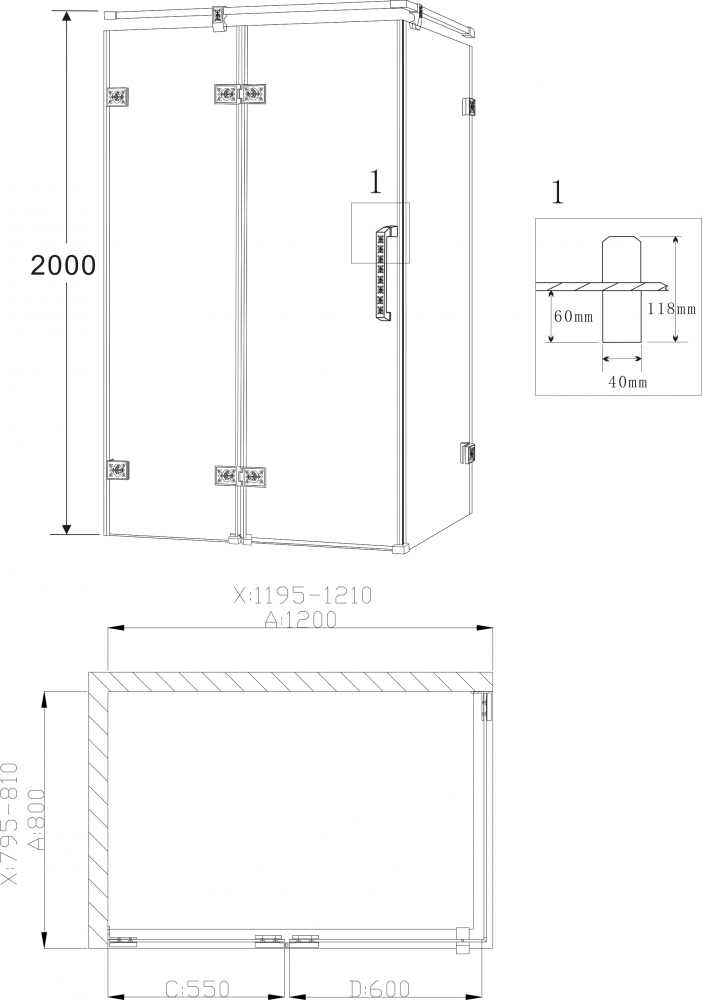 Душевой уголок Grossman Status ST-120BRQL