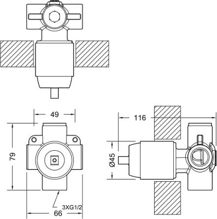 Скрытая часть для смесителя Bravat D999BW-ENG, черный