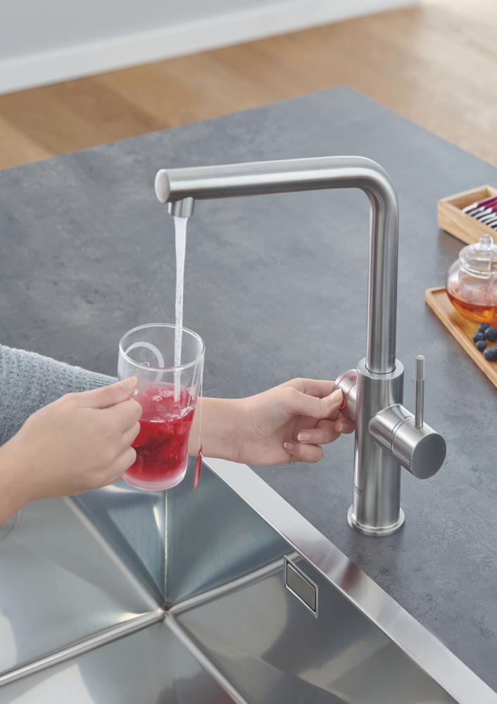 Смеситель Grohe Red II Duo 30325DC1 для кухонной мойки с водонагревателем суперсталь