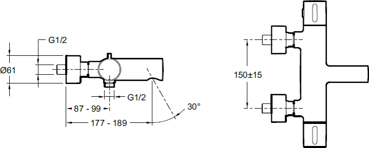 Смеситель термостатический для ванны Jacob Delafon Cuff E37037-CP