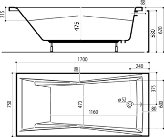 Акриловая ванна Excellent Palace 170x75