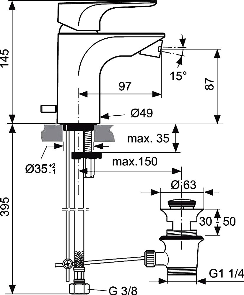 Смеситель Ideal Standard Strada A5845AA для биде