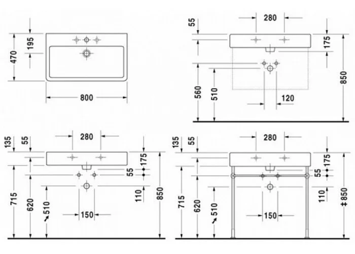 Раковина накладная Duravit Vero 454800000 белый