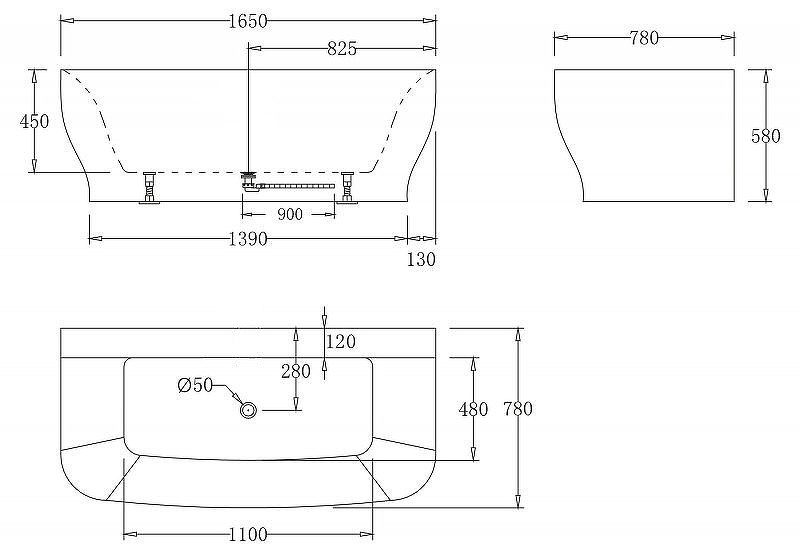 Акриловая ванна BelBagno BB74-1650-W0 165x78, белый