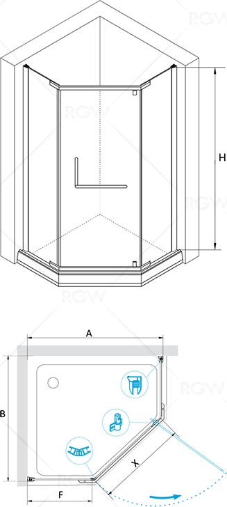 Душевой уголок RGW Hotel HO-081B 90x90 350608199-24, профиль черный