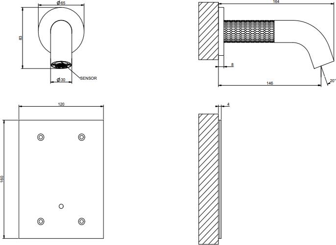 Электронный смеситель для раковины Gessi 316 Meccanica 54214#239, steel brushed