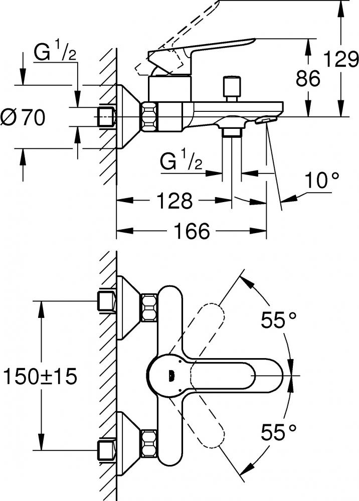 Смеситель Grohe BauEdge 23605000 для ванны с душем