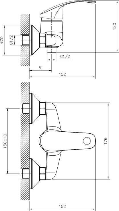 Смеситель для душа Decoroom DR71055, хром