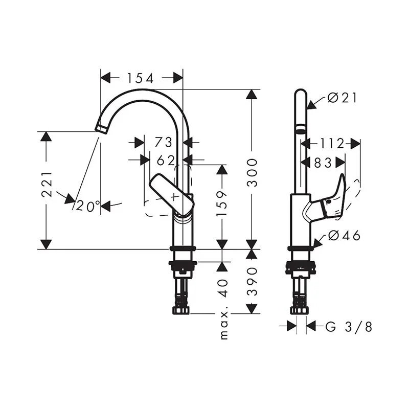 Смеситель для раковины Hansgrohe Logis 71131670 черный